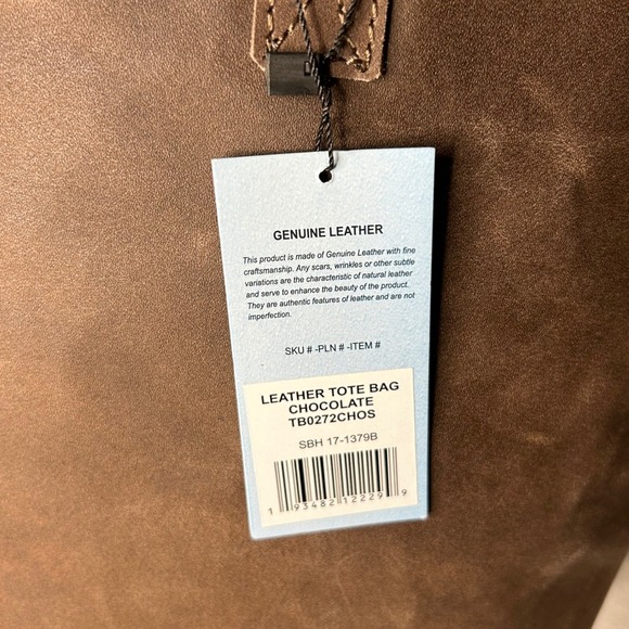 New Genuine Leather Tote Bag Chocolate Brown Classic Shopping Handbag Purse - Picture 3 of 7